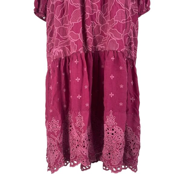 Johnny Was Gracie Hopscotch Embroidered Midi Dress Rumba Red Size M - Picture 6 of 13
